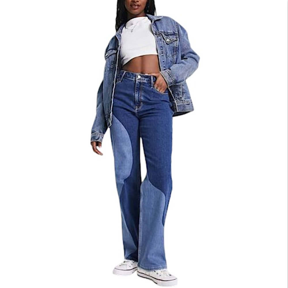 Hollister Ultra High Rise Swirl Patchwork Dad Jean